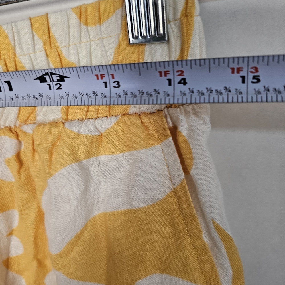 Christian Siriano Yellow Floral Linen Blend Cropped Capri Pants Sz M 24 Inseam - Picture 10 of 10